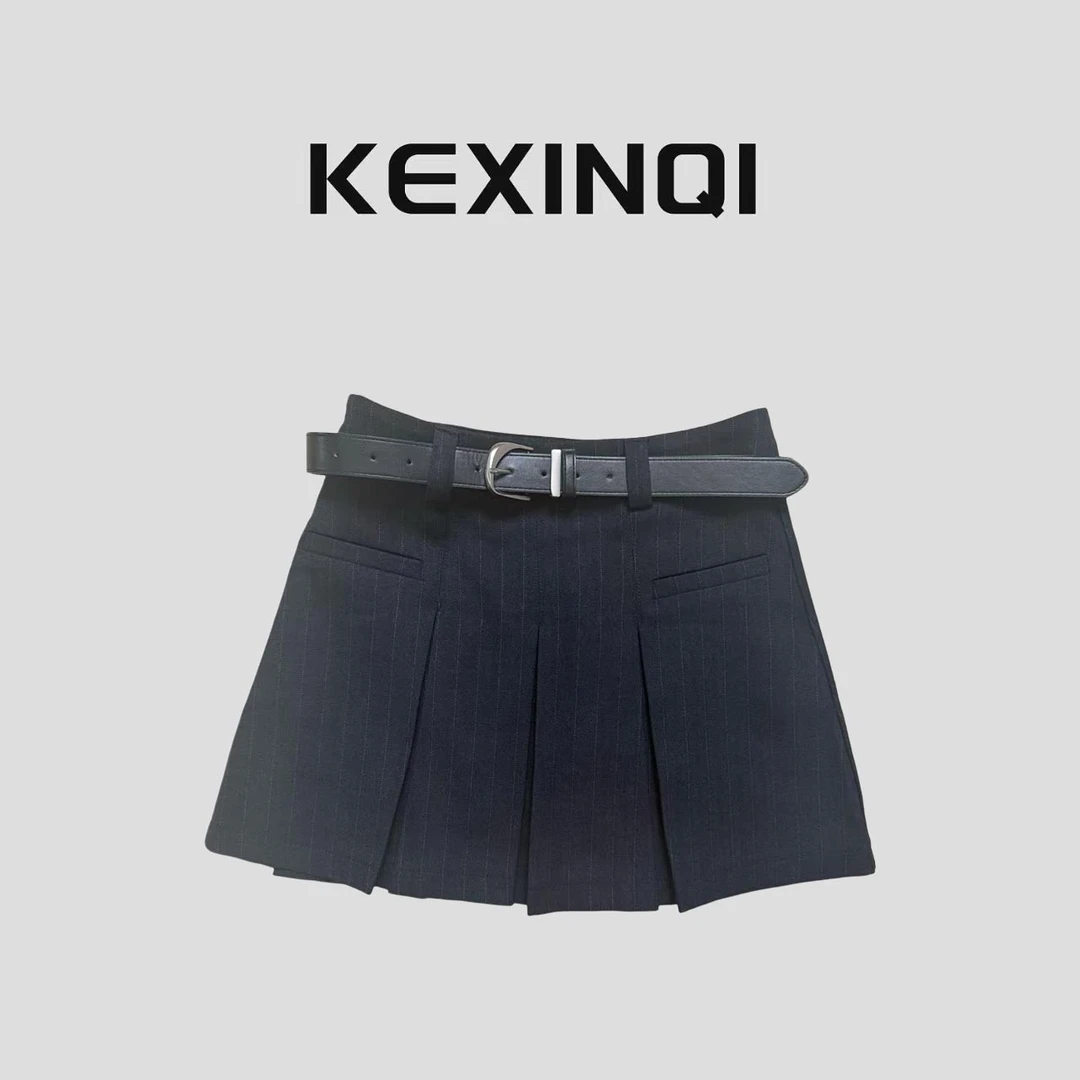 KEXIN 线条褶裙 2025秋季新款百搭休闲显瘦洋气防走光裙-25DQ157