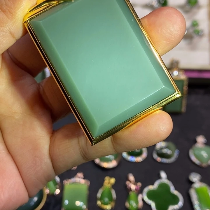 和田玉（碧玉）银S925镶嵌颈饰