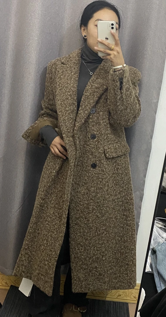 女长款老钱风毛呢休闲大衣