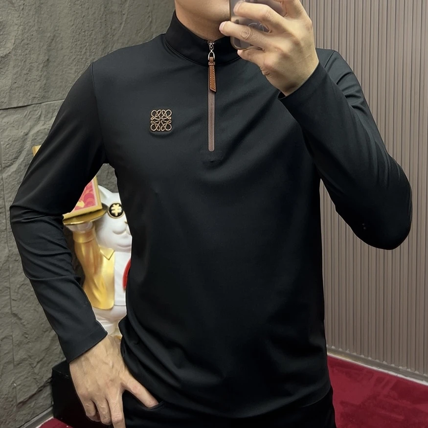 9805#水洗秋款长袖休闲型男拉链修身立领打底时尚