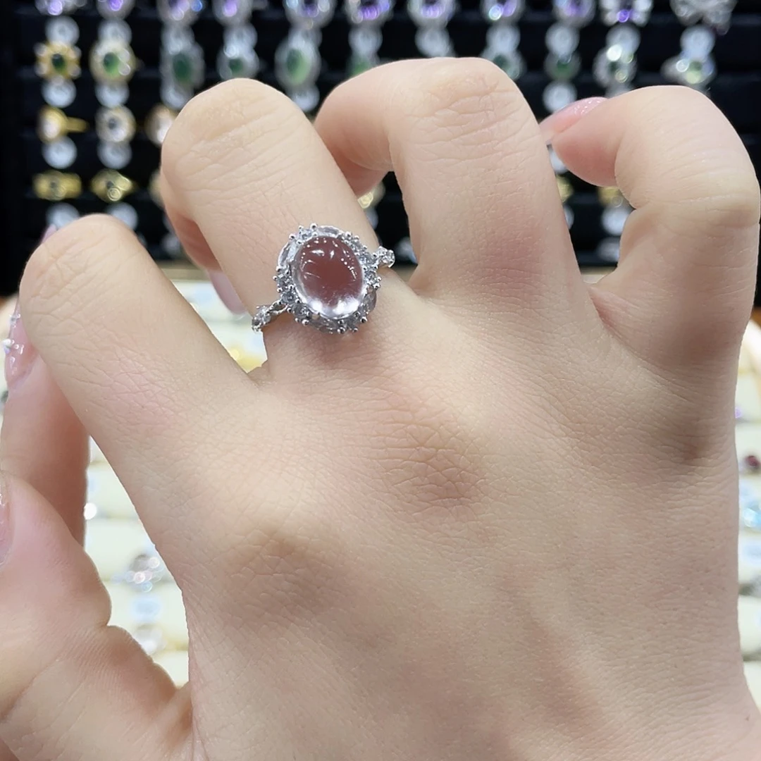 水晶戒指女款银S925镶嵌