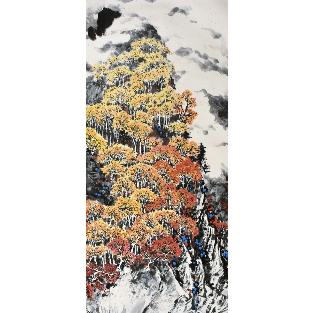 HM0821 云山秋景图 96×44cm 纸本立轴 3.8平尺