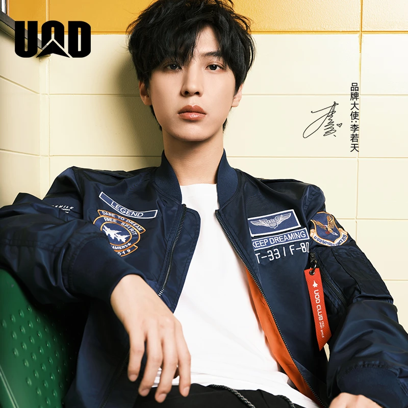 UOD飞行夹克男复古刺绣棒球服情侣款春秋季宽松时尚百搭外套潮牌