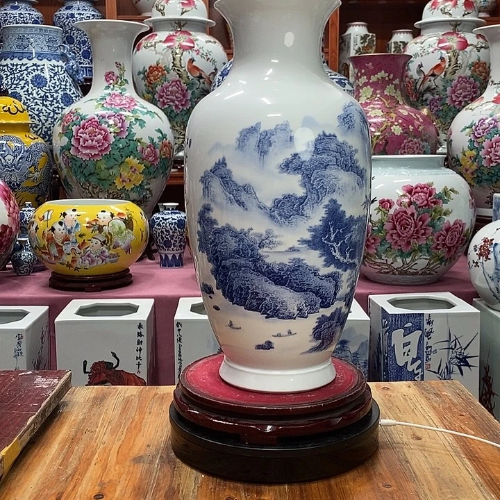 知***运景德镇陶瓷手工手绘花瓶摆件