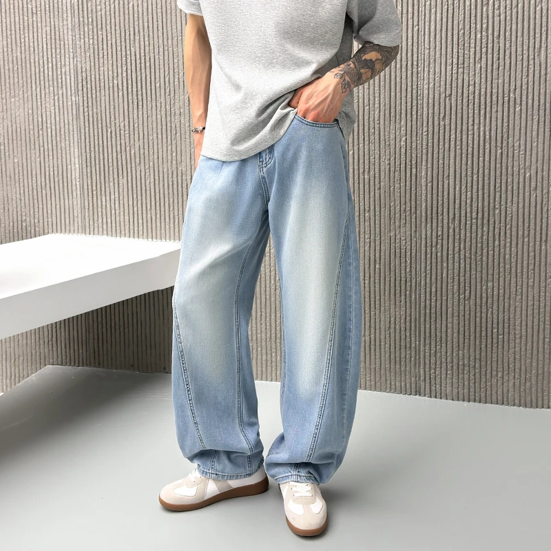 夏季新款莱赛尔水洗复古休闲韩版高级感男装简约直筒牛仔裤97025