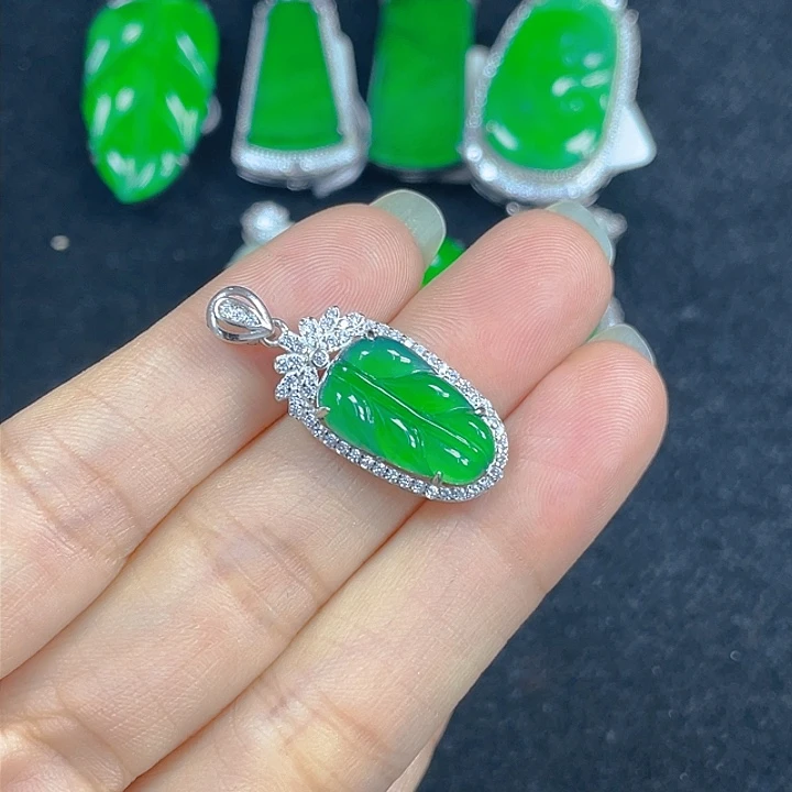 翡翠银S925镶嵌吊坠(不含链)