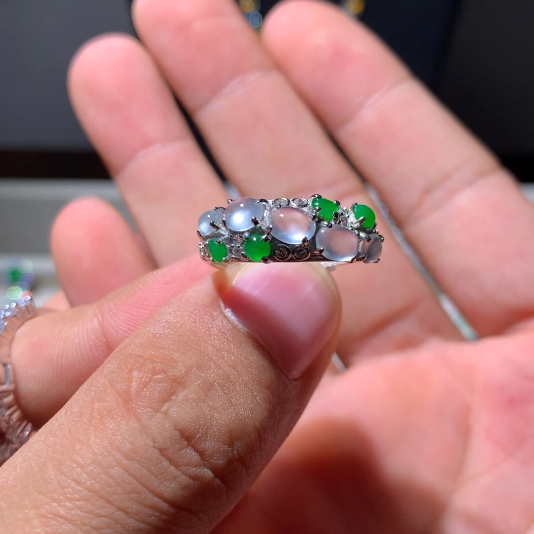 翡翠银S925镶嵌耳饰33