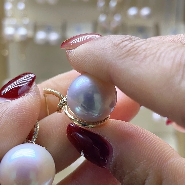 淡水珍珠耳饰银S925镶嵌