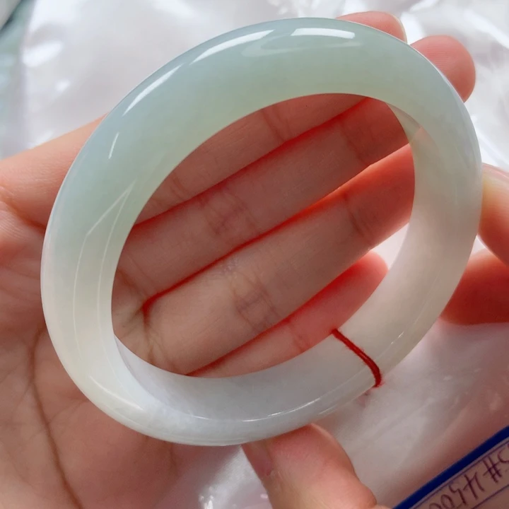 翡翠手镯未镶嵌完美冰晴绿葡萄肉起胶零毛孔54.55