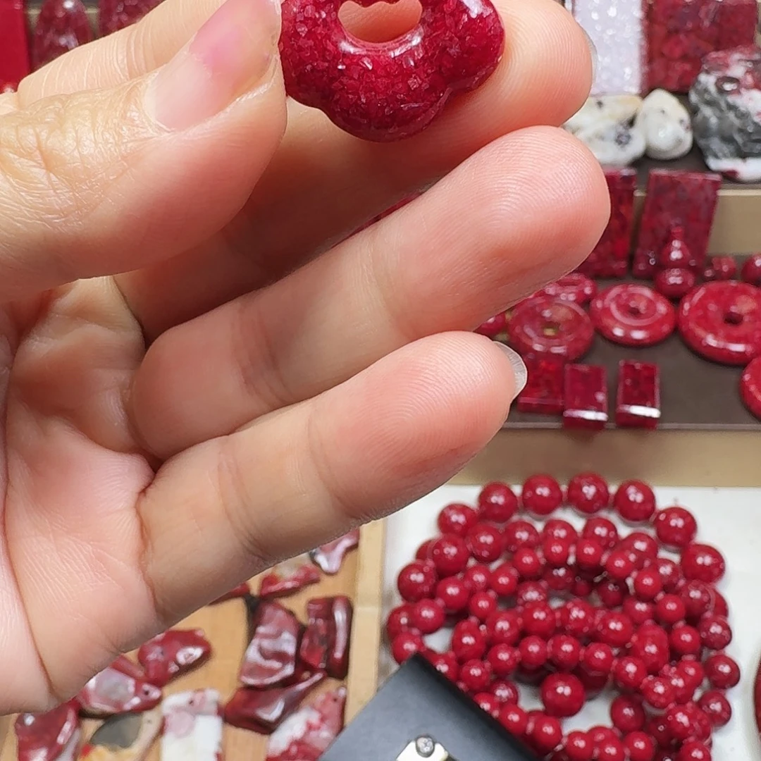 天然辰砂天然晶体平安锁