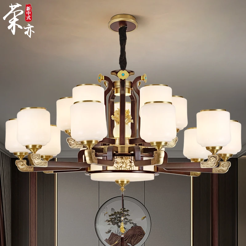 新中式禅意中国风客厅餐厅大气弯灯臂吊灯6019