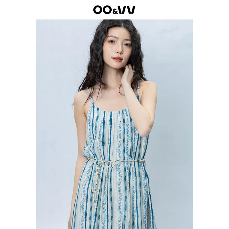 OO&VV常规格纹夏季度假风短款连衣裙女装气质法式女士流苏