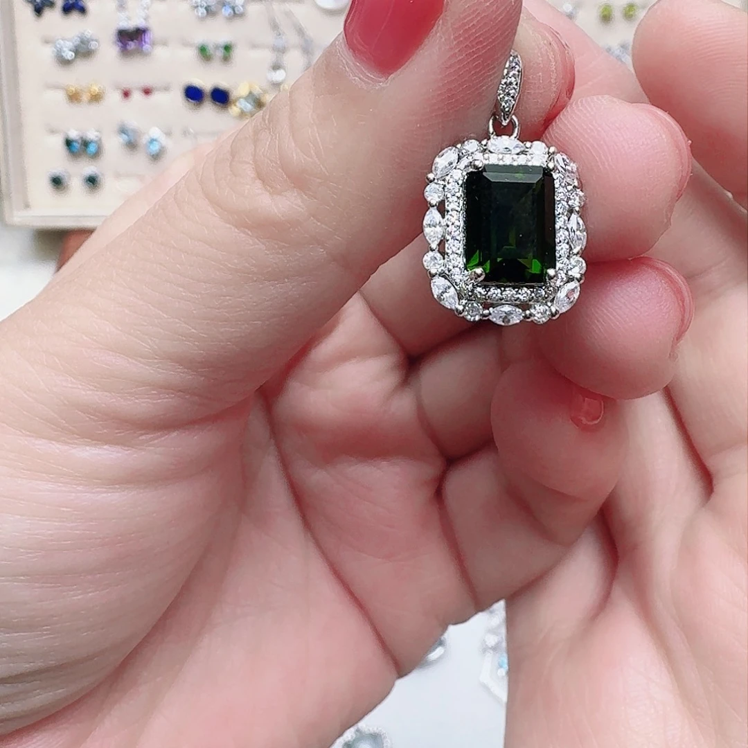 透辉石吊坠银S925镶嵌