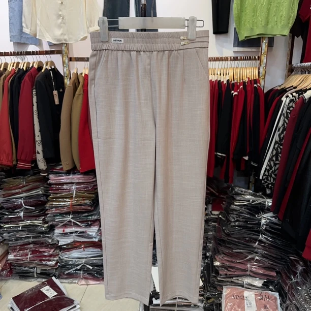 2025新款气质妈妈裤弹性直筒时装裤夏款