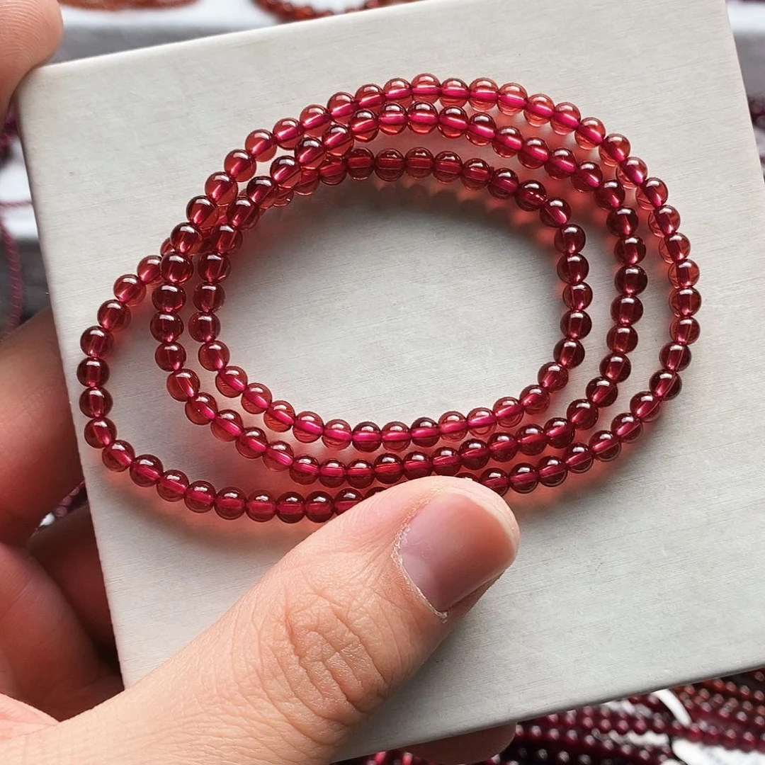 石榴石手链未镶嵌4.3mm香槟粉全净体