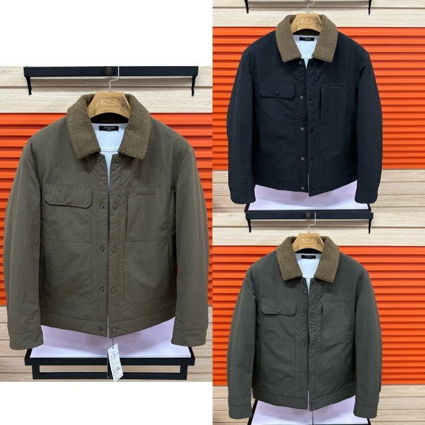 25377冬季男士新款翻领颗粒绒加绒保暖休闲夹克外套潮流百搭