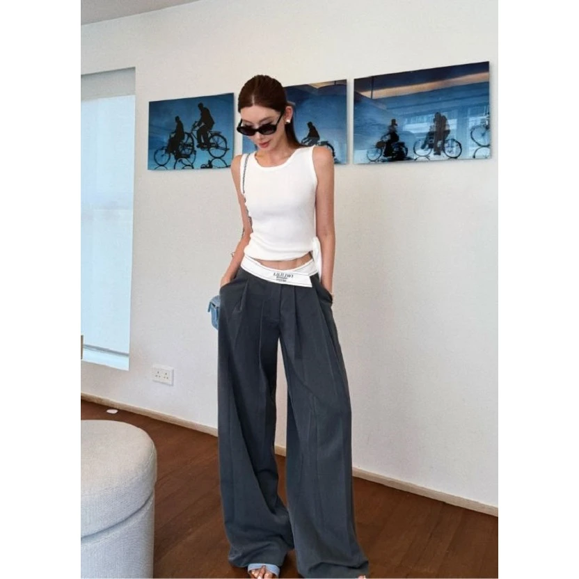 LI婉君【极简主义】夏季百搭显瘦时尚拖地休闲西装裤 LWJ25B2K1452