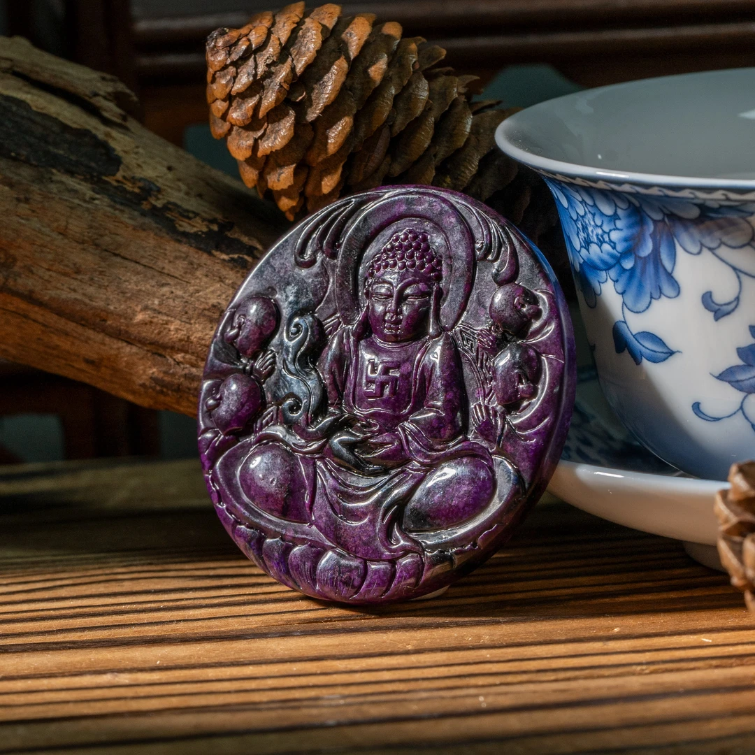传承品舒俱来雕刻圆牌吊坠/多样性发一/C1563/孤