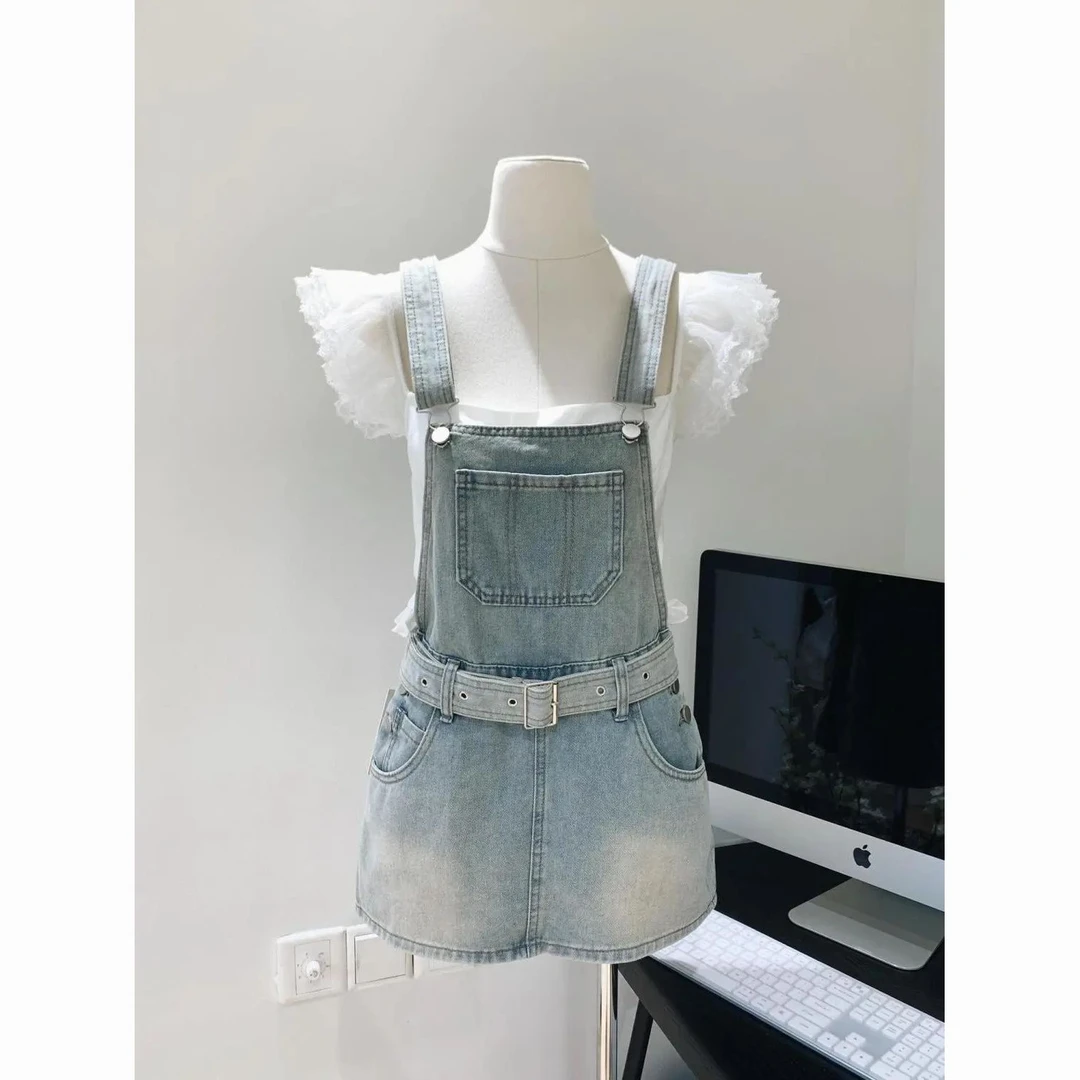 复古收腰牛仔背带裙女裙裤夏季2025新款辣妹显瘦减龄连衣裙简约