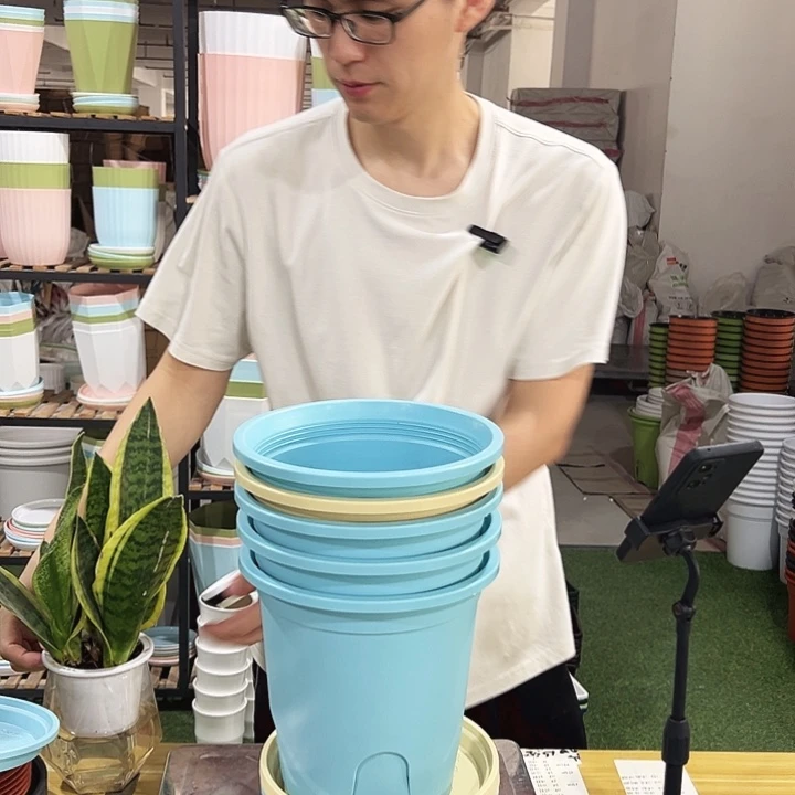 圆形控根口21高21混色带托5只