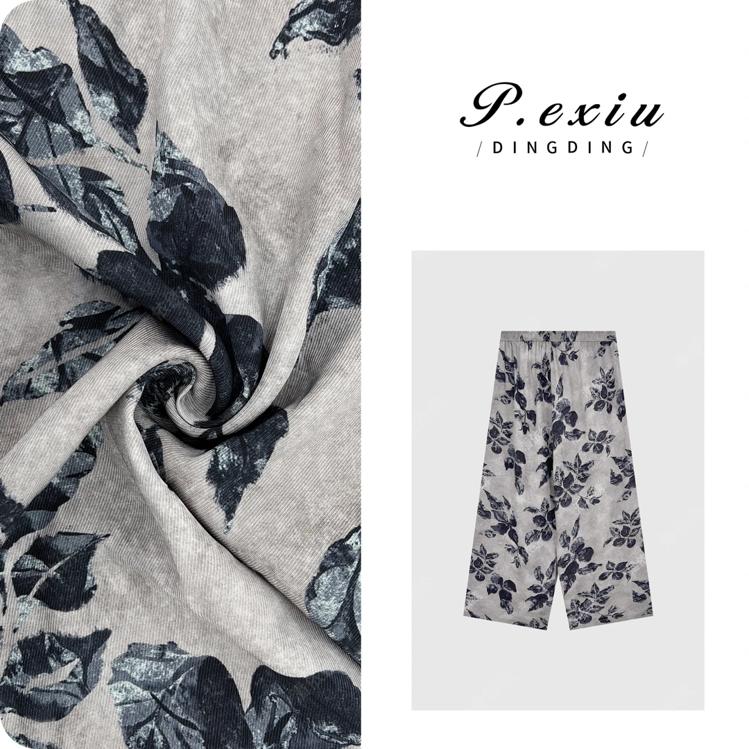 【冰感裤】人丝水墨花朵高级感抽绳休闲裤M8109