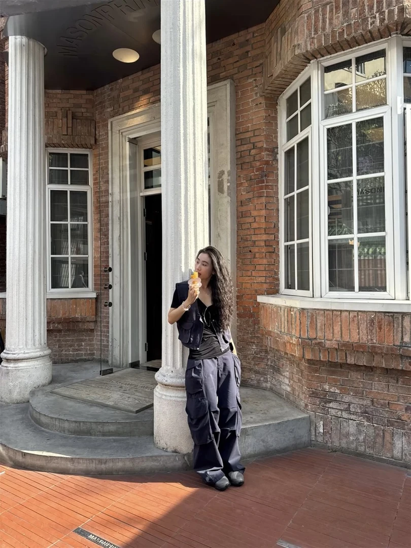 ONEXH·IN choose u2025夏季韩系百搭口袋马甲+高腰工装裤套装女