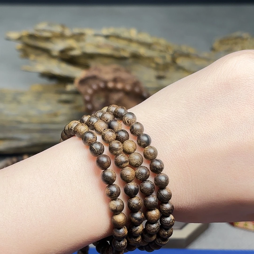 沉香手串越南芽庄黄棋楠瘤疤0.6×108