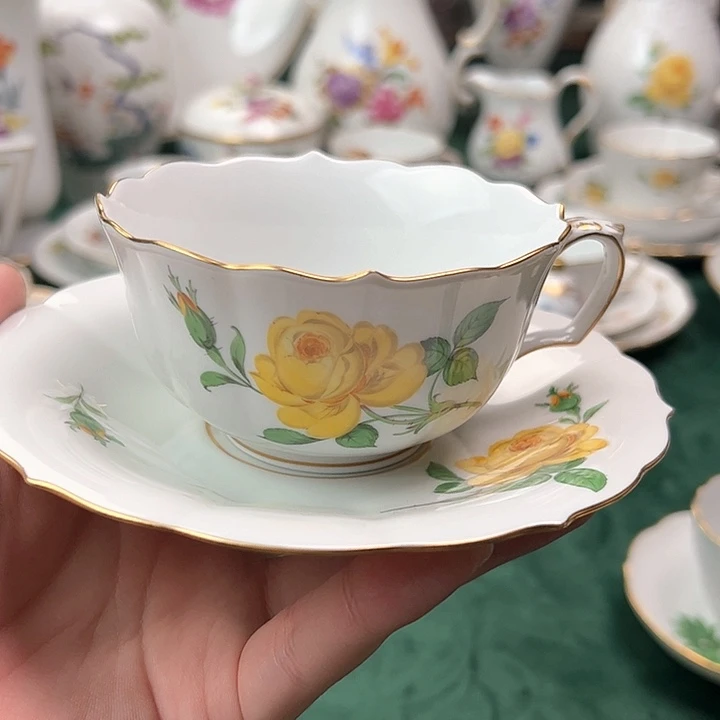 梅森一等黄玫瑰茶杯碟微瑕