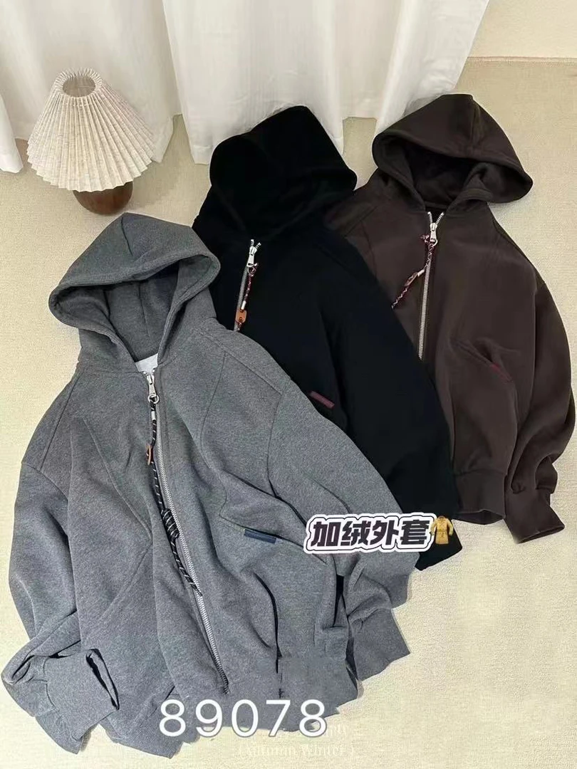 89078加厚简约休闲T恤卫衣外套连帽