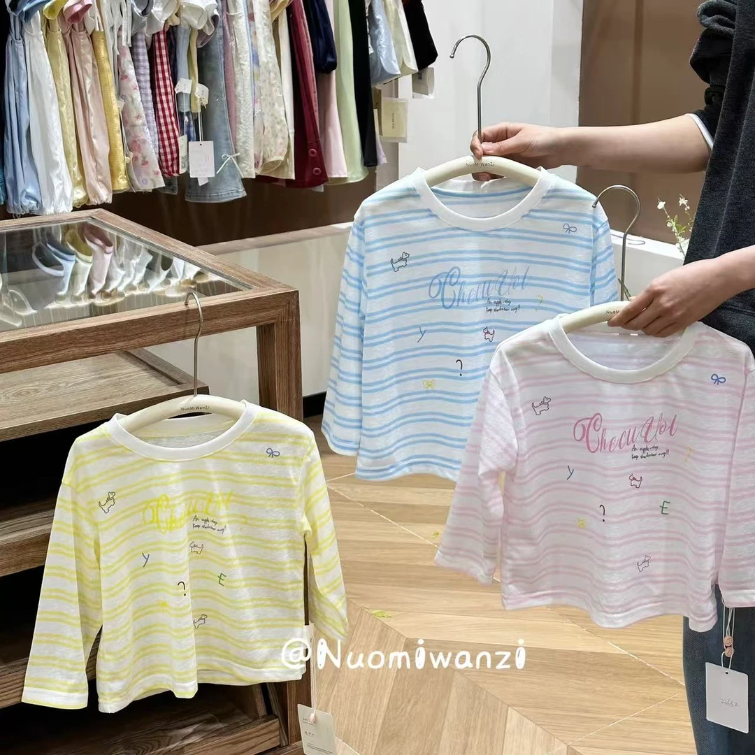丸子十【现货】儿童韩系百搭条纹卡通亲子T恤（夏款）WZJ-23632