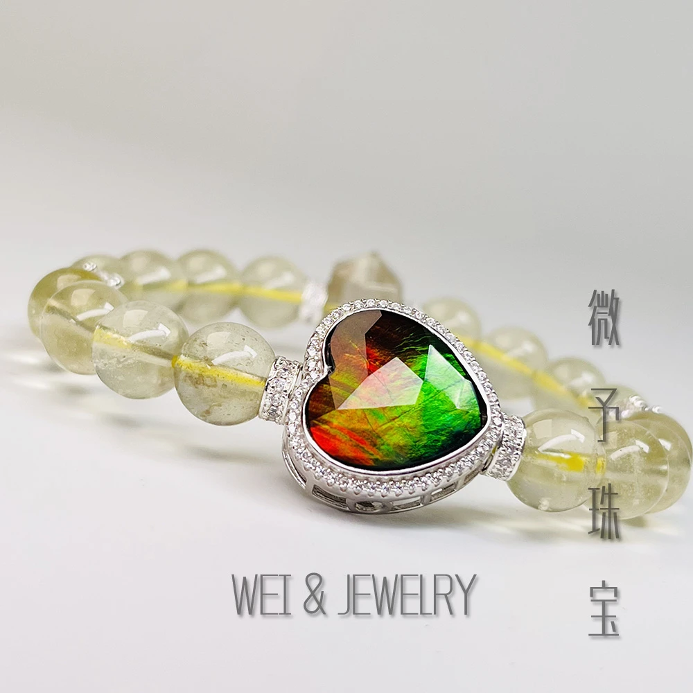 【微予能量】【茅山】斑彩石爱心DIY手链利比亚黄星星九眼珠珠手链