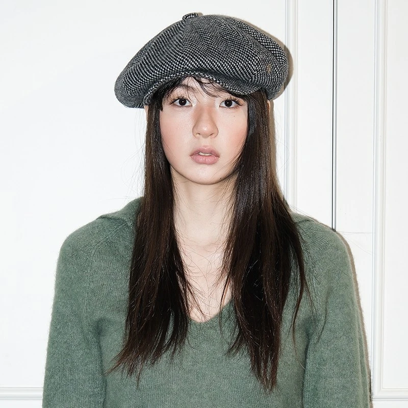 JOJOKUR英伦复古老钱风气质防静电针织羊毛提花八角报童帽情侣