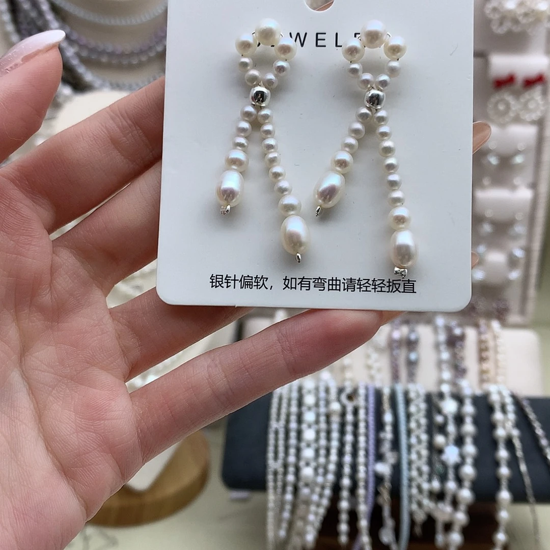 银S925镶嵌耳饰淡水珍珠