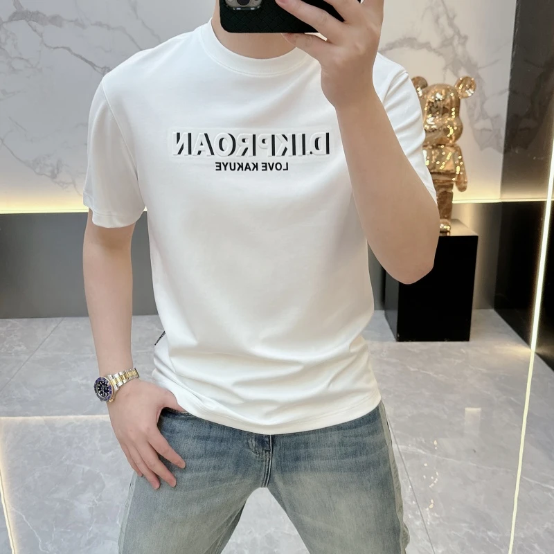 冰希名品.设计款欧版男士圆领T恤高品质个性字母短袖2025夏季新款