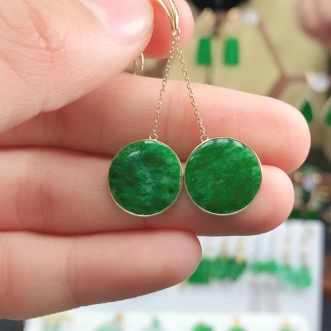 翡翠耳饰18K金镶嵌耳饰