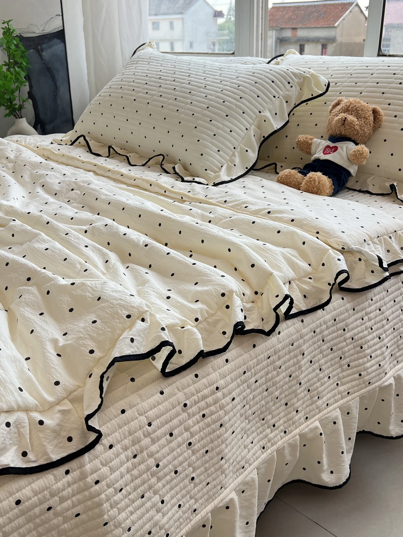 云感双层纱空调被床盖款夏被四件套韩版花边双人夏凉被公主风薄被