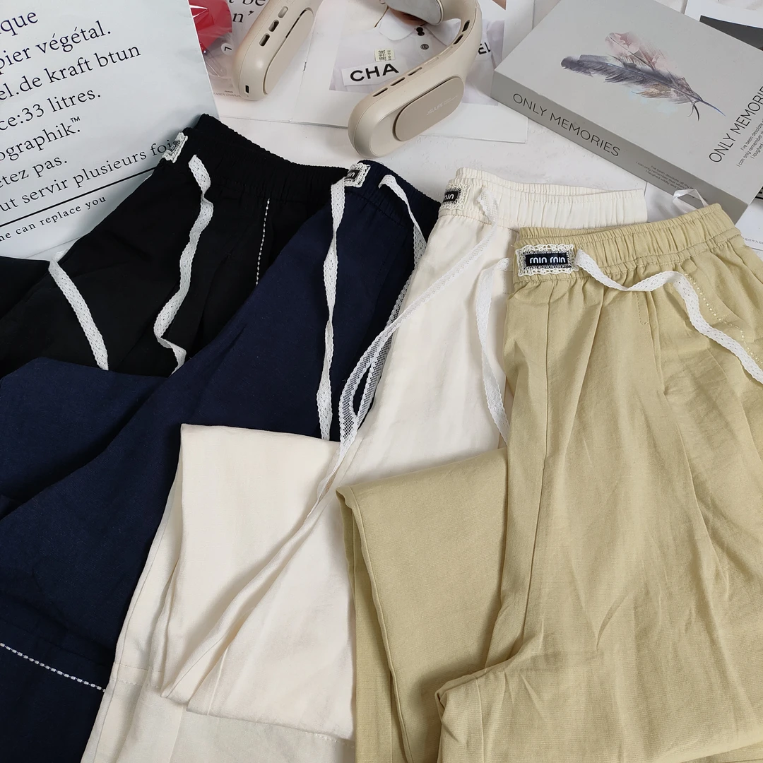 【例畔精选】2025新款时尚百搭显瘦松紧抽身纯色休闲直筒裙裤KZ018#