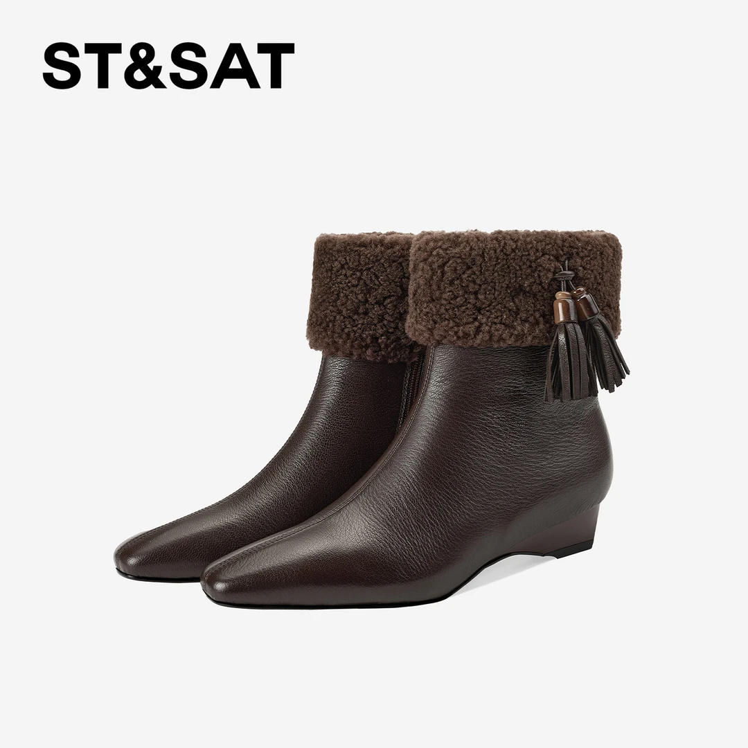 St&Sat/星期六2025新款法式复古切尔西靴时尚方头百搭低跟时装靴