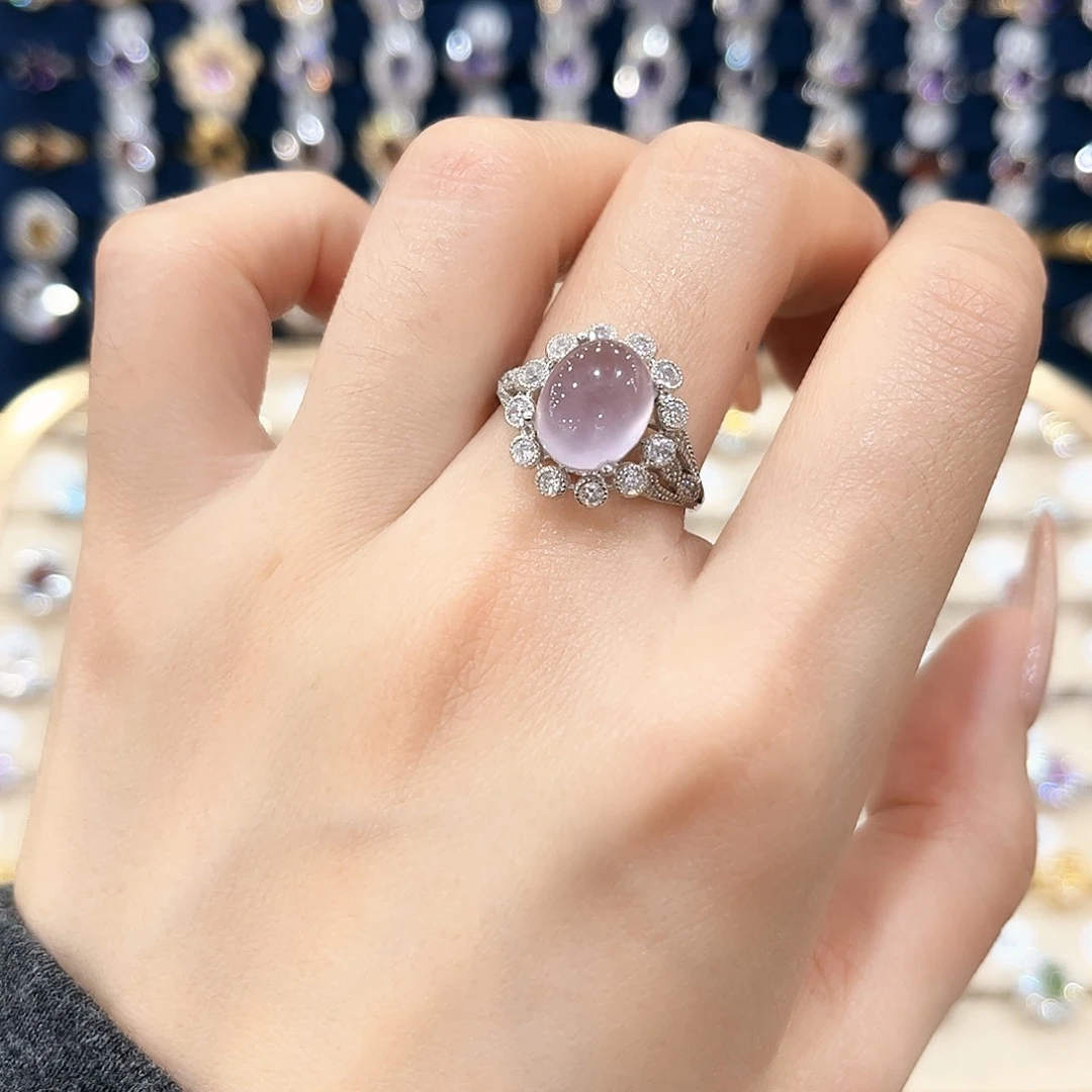 萤石女款银S925镶嵌戒指