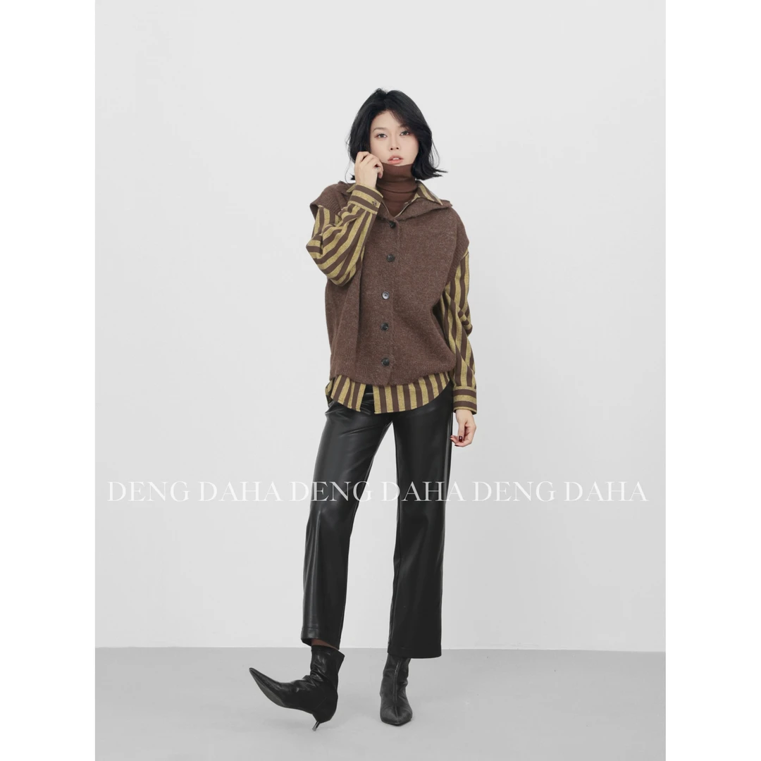 SANOIAN·宋三千秋季半高领多巴胺慵懒无袖毛衣HBZK641142 nnassa