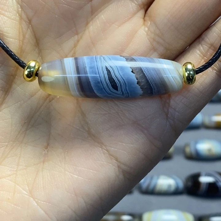 玛瑙/玉髓合金藏风蓝沁海浪花
