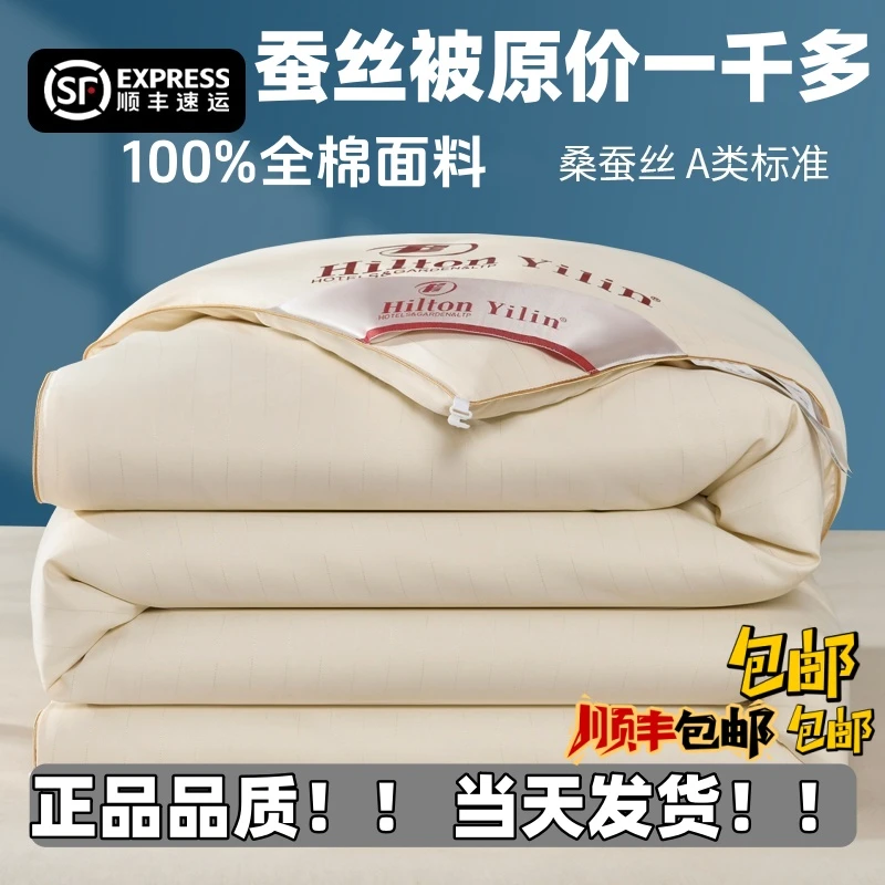 五星级酒店出口100%蚕丝被加厚全棉单双人春秋款空调被薄款子母被
