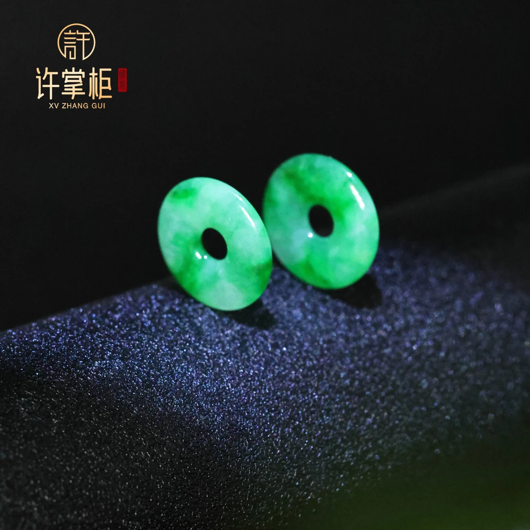 许掌柜｜翡翠耳扣甜甜圈配饰天然缅甸翡翠A货耳饰优雅百搭气质精美