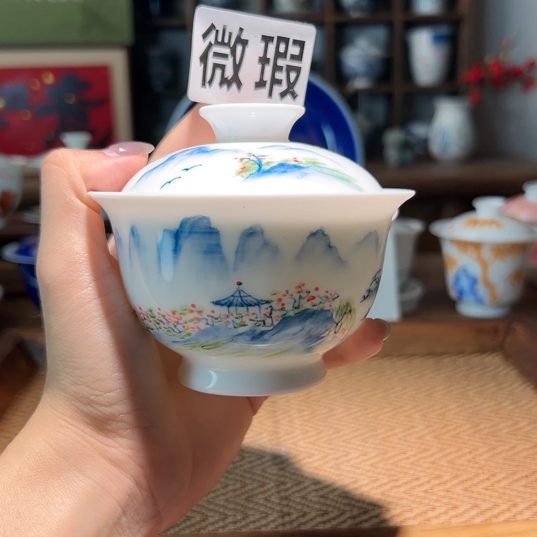 【闪购商品】微瑕 手绘 盖碗