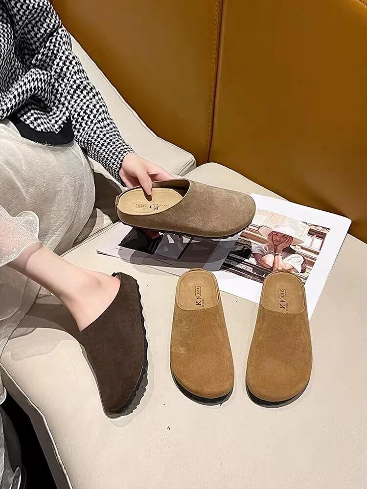 8051厚底包头半拖鞋勃肯鞋女外穿2025新款春夏季增高一脚蹬半托