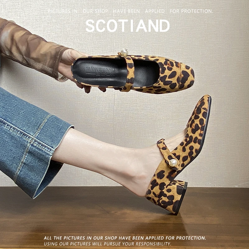 新款玛丽珍粗跟内增高日常高跟包头包头拖中跟英伦风复古平底夏季