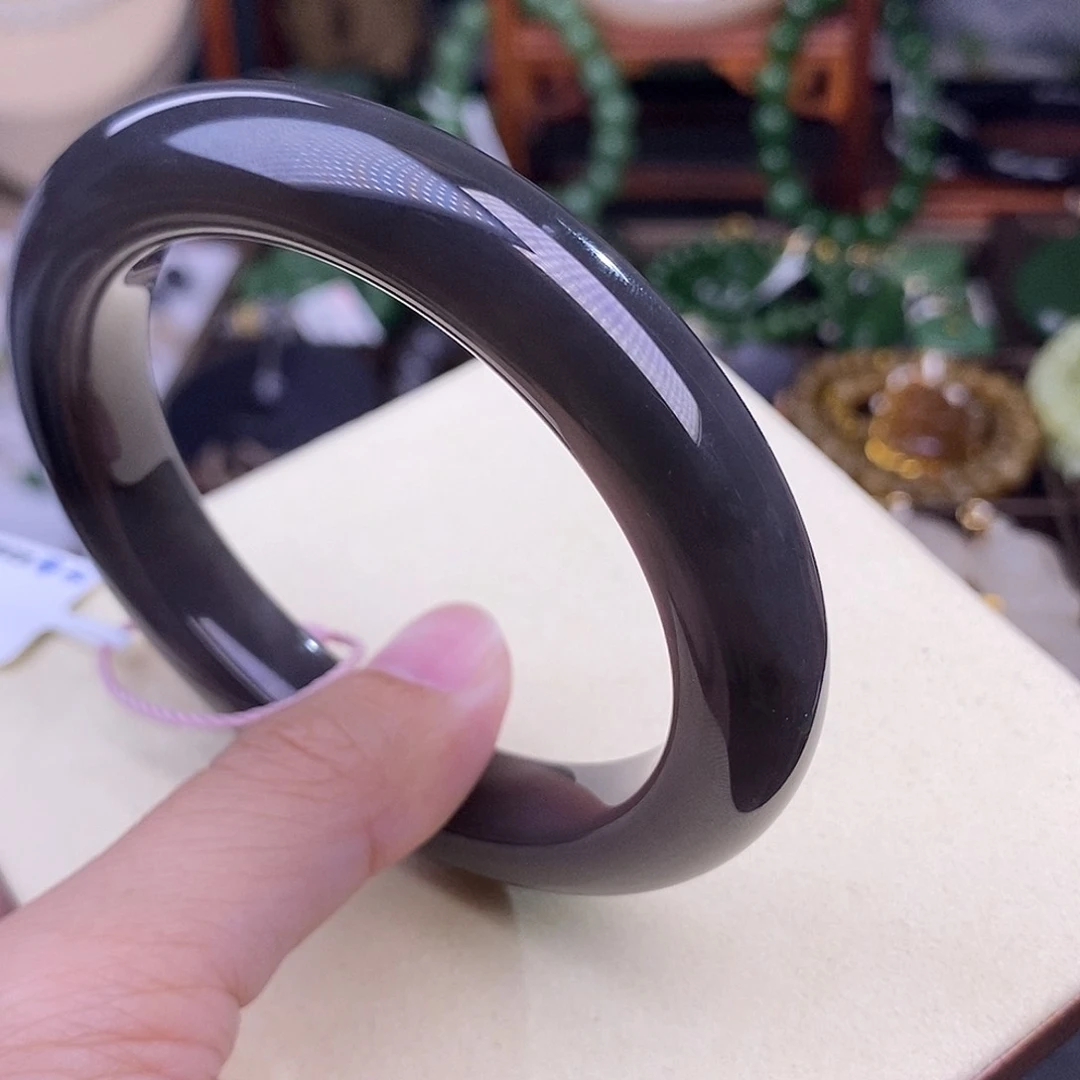 和田玉57  浓烟紫脂膏级清货价手镯老料未镶嵌