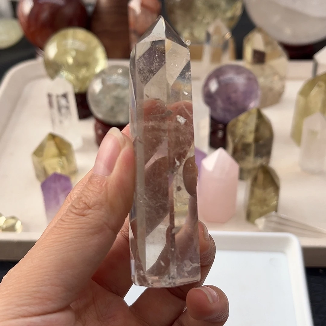 水晶未镶嵌珠宝半成品128白水晶柱