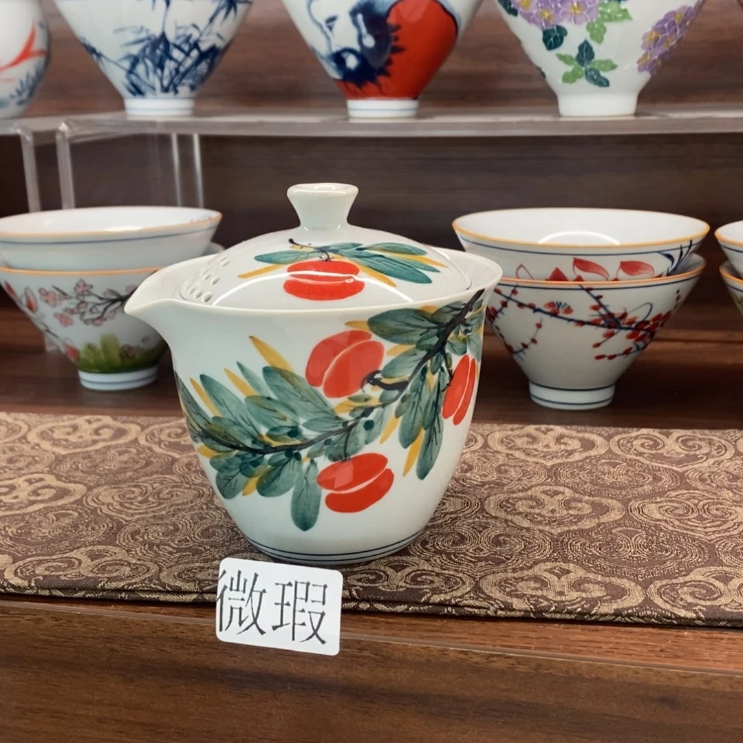 釉下手绘茶具微瑕手工绘制