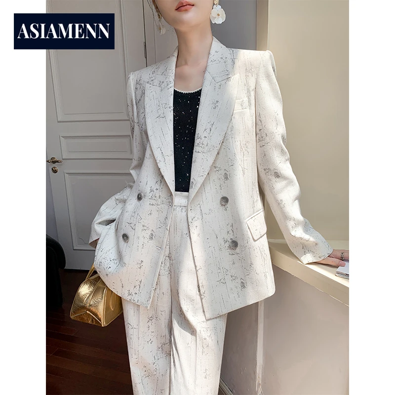 轻奢气质双排西装套装女2025新款秋季级感阔腿裤女神范高端西服